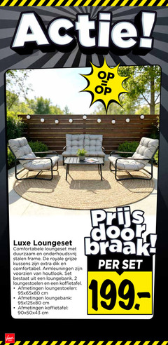  loungeset 2 luxe duurzaam onderhoudsvrij stalen frame royale grijze kussens dik comfortabel armleuningen houtlook loungebank loungestoelen koffietafel cm 
