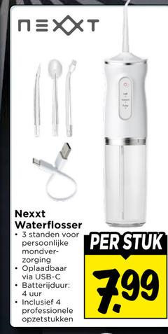  3 4 11 nexxt waterflosser standen zorging oplaadbaar usb batterijduur uur professionele opzetstukken stuk 