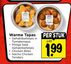  tapas warme gehaktballetjes tomatensaus pittige chicken bites nacho tenders stuk 1 99 