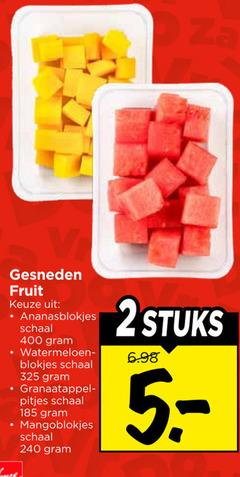  fruitsalade mango ananas 2 240 400 gesneden fruit ananasblokjes schaal blokjes pitjes mangoblokjes stuks 