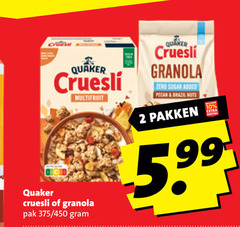  quaker cruesli 2 10 multifruit granola pak 450 sugar pakken 5.99 