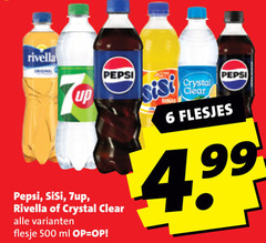  6 500 rivella up pepsi sisi crystal clear flesje ml 