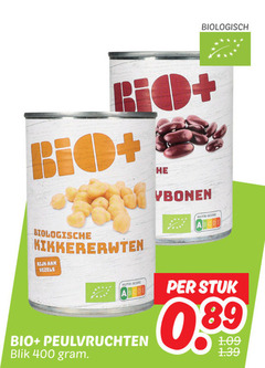  bio plus kikkererwten 400 biologisch biologische rijk vezels peulvruchten blik stuk 