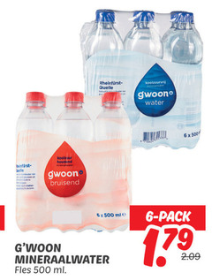  gwoon mineraalwater 6 500 water b koolzuur houdend bruisend ml pack fles 