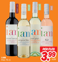  i am rose witte wijn rode soepel rood fris wit la rosee cabernet sauvignon and smooth with ripe red berry flavo food friendly pinot grigio blanc light dry fresh hints tropical fruits citrus wine aromas apple melon elegant juicy sweet fruit flavours berries fles 3.99 