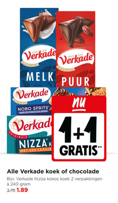  verkade chocolade biscuit 1 2 240 1886 melk nobo sprits melkchocolade original nizza laagje puur koek kokos 