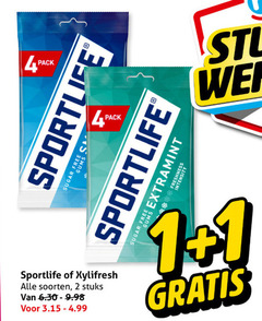  sportlife kauwgom 1 2 4 pack sugar free extramint freshness xylifresh soorten stuks 