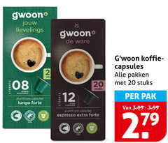  gwoon koffiecups 2 12 20 sterkte lievelings karaktervol aluminium capsules lungo forte ware stuks espresso koffie pakken pak 27 