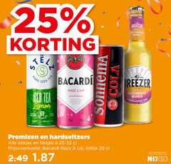  mixdrank hard seltzer 5 18 25 69 250 stel iced tea natural calories gluten free razz up white rum raspberry flavour val sonnema cola breezer exotic passionfruit mango flavoured alcoholic drink premixen blikjes 25-33 bacardi blikje jaar legitimatie alcohol nix18 