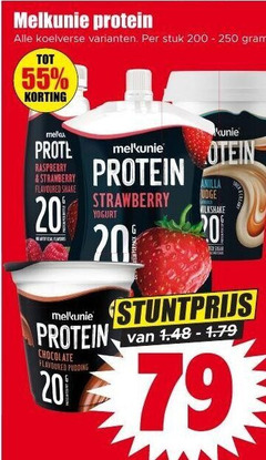 melkunie milkshake 20 55 200 250 protein koelverse stuk raspberry strawberry flavoured shake judge yoghurt chocolate pudding 