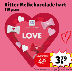  chocolade 379 ritter melkchocolade hart sport choco cubes love 