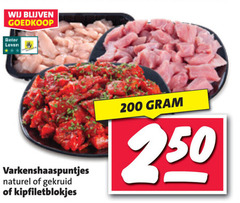  200 250 beter lever varkenshaaspuntjes naturel gekruid kipfiletblokjes 