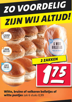  bolletjes 2 6 volkoren vers bruine witte puntjes zakken zak stuks 99 