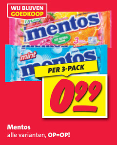  mentos snoep 3 mint pack 