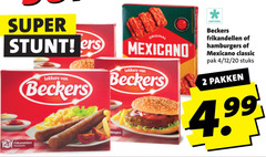  2 20 super diepvries lekkers beckers frikandellen original mexicano hamburgers classic pak 4 12 stuks pakken 