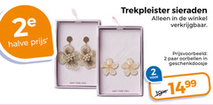  2 2e halve trekpleister sieraden paar oorbellen geschenkdoosje 