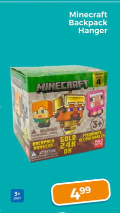  4 minecraft backpack hanger 3 jaar warning choking gold figurines hangers attention 