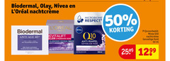  50 biodermal olay nivea anti visage 40 nachtcreme peptide rimpels verminderen herstelt huidconditie verstevigen paris revitalift hyaluronic acid verzorging aging geconcentreerd hyaluronzuur microbiome respect q10 rimpel gevoelige huid verzachtende 50ml ml 