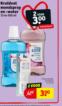  2 15 300 500 kruidvat mondspray water ml scan kaart kruid bain total care mondspoeling bouche 6x multiaction mondhygiene pour buccale adem spray avec active fluor suiker sans artikel combinatie 