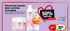  1 50 200 350 therme bad douche body verzorging blooming blossem orange happiness flower peach blossom therm butter foaming shower gel enjoy lovely moments satin scan kaart ml celebrate each day 