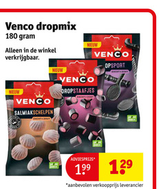  venco drop 180 dropmix dropstaafjes zacht zoet zout plant pack 