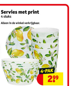  4 servies print stuks pak 