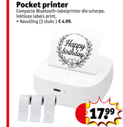  3 pocket printer compacte bluetooth labelprinter labels print navulling stuks happy birthday 