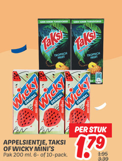  taksi wicky appelsientje fruitdrank 10 200 suiker tropisch fruit original pak ml pack stuk 