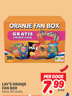  lays zoutjes chips 20 oranje fan box sjaal duyvis borrel doritos bugles 20x doos stuks nutri score 