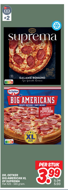  dr oetker diepvriespizza deka monbento 2 dr.oetker diepvries triple nutri score size salame romano tipo spianata romana crispy big americans outside soft inside double pepperoni topped with two variatie salami and cheese xl american pak stuk 3.99 