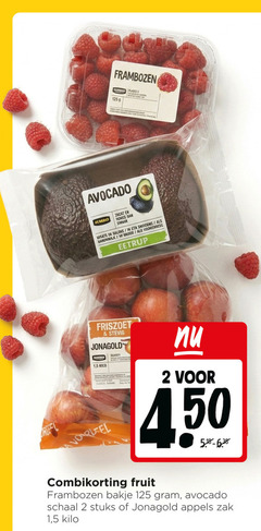  avocado frambozen jonagold appels 2 6 san friszoet stevig 1 5 des combikorting fruit bakje schaal stuks zak kilo 