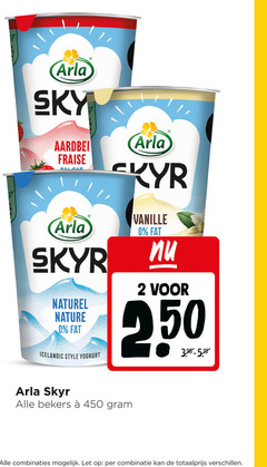  arla vruchtenyoghurt yoghurt 2 250 450 sky aardbei fraise skyr naturel nature icelandic style vanille bekers combinaties let combinatie 