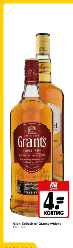  glen talloch grants whisky 1 4 1881 stand fast triple wood blended scotch matured three difference types for smooth and mellow taste scotland sky distilled bottled by william fles liter 