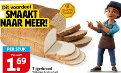 voordeel smaakt warme bakker stuk tijgerbrood volkoren bruin wit 