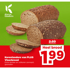  brood koren korenlanders vloerbrood donker volkoren zonnepit gesneden 