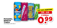  fernandes frisdrank 2 water tropical sinaasappel hawaii blikjes 25-33 natuurlijke cherry bouquet tropic green 