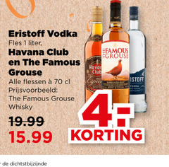  eristoff famous grouse havana club rum wodka whisky 1 vodka fles liter egrouse flessen 
