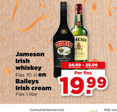  likeur whisky 1 jameson baileys irish whiskey fles cream liter original consumentenservice 