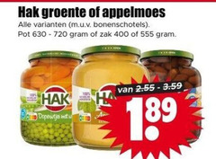  400 555 720 hak groente appelmoes bonenschotels pot zak open doperwtjes 