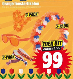  2 3 99 oranje feestartikelen o.a. bril armband kransen pack zoek elders 