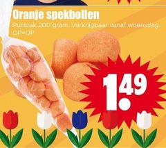  snoep 200 oranje spekbollen puntzak woensdag 