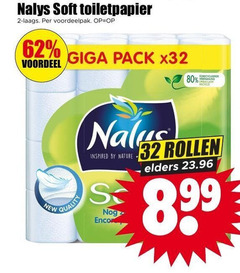  nalys toiletpapier 2 32 80 soft voordeel new giga pack quality gerecycleerde inspired by nature rollen elders 