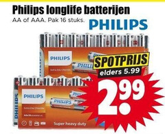  philips batterijen 16 longlife aa aaa pak stuks super duty elders 5.99 