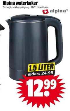  360 alpina waterkoker droogkookbeveiliging draaibaar liter elders 