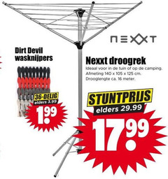  droogrek wasknijpers 16 36 140 devil delig elders 3.99 nexxt tuin camping cm drooglengte ca. meter 