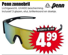  3 penn zonnebril lichtgewicht uv400 bescherming glazen etui brillenkoord doekje elders 