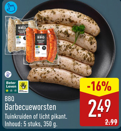  barbecueworstjes 5 350 bbq barbeque worst light pikant beter leven bescherming barbecueworsten tuinkruiden licht inhoud stuks 