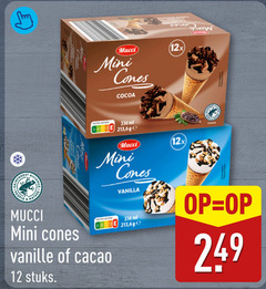  ijscornets 12 mini cones cocoa 12x nature ml vanilla vanille cacao stuks cocos 