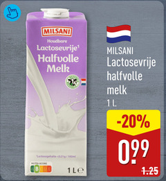  milsani melk 1 11 houdbare lactosevrije halfvolle 100ml nutri score b le 