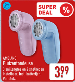  pluizentondeuse 2 3 super deal snijlengtes snelheden instelbaar batterijen stuk 